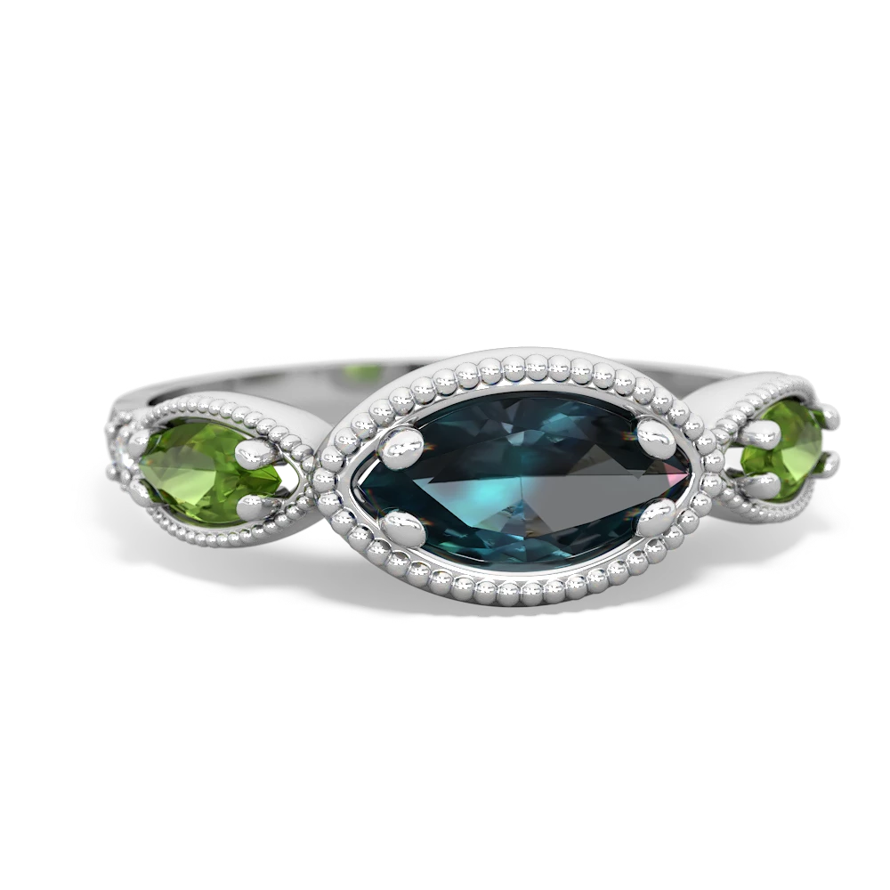 Alexandrite Milgrain Marquise 14K White Gold ring R5700