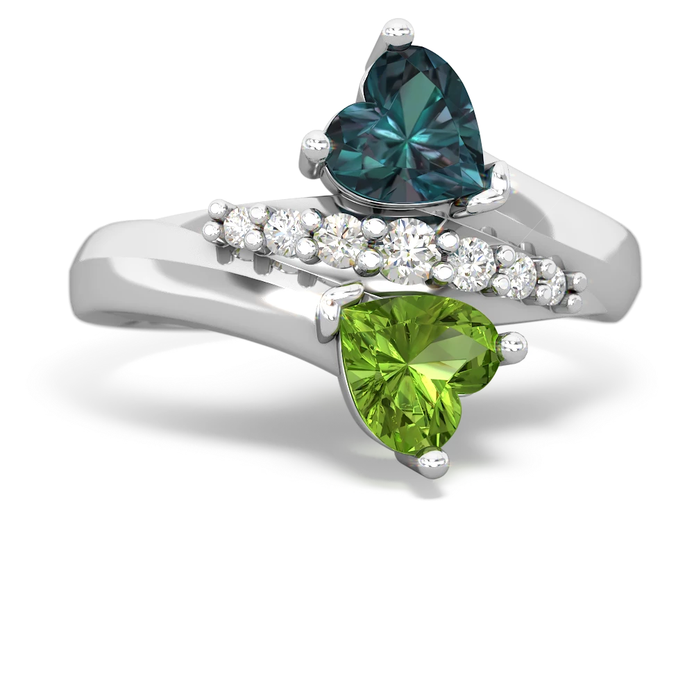 Alexandrite Heart To Heart 14K White Gold ring R2064