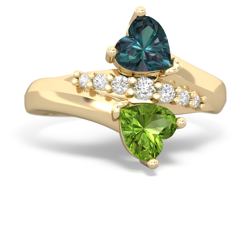 Alexandrite Heart To Heart 14K Yellow Gold ring R2064