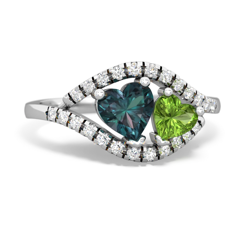 Alexandrite Mother And Child 14K White Gold ring R3010