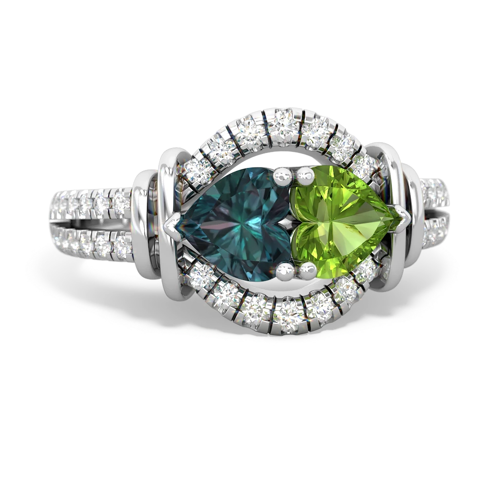 Alexandrite Art-Deco Keepsake 14K White Gold ring R5630