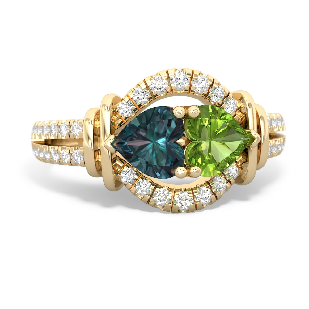 Alexandrite Art-Deco Keepsake 14K Yellow Gold ring R5630