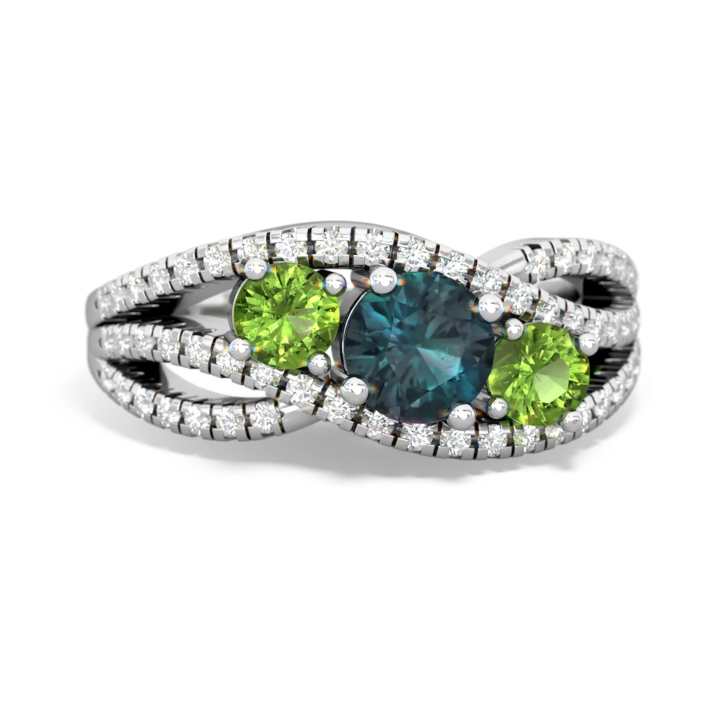 Alexandrite Three Stone Aurora 14K White Gold ring R3080