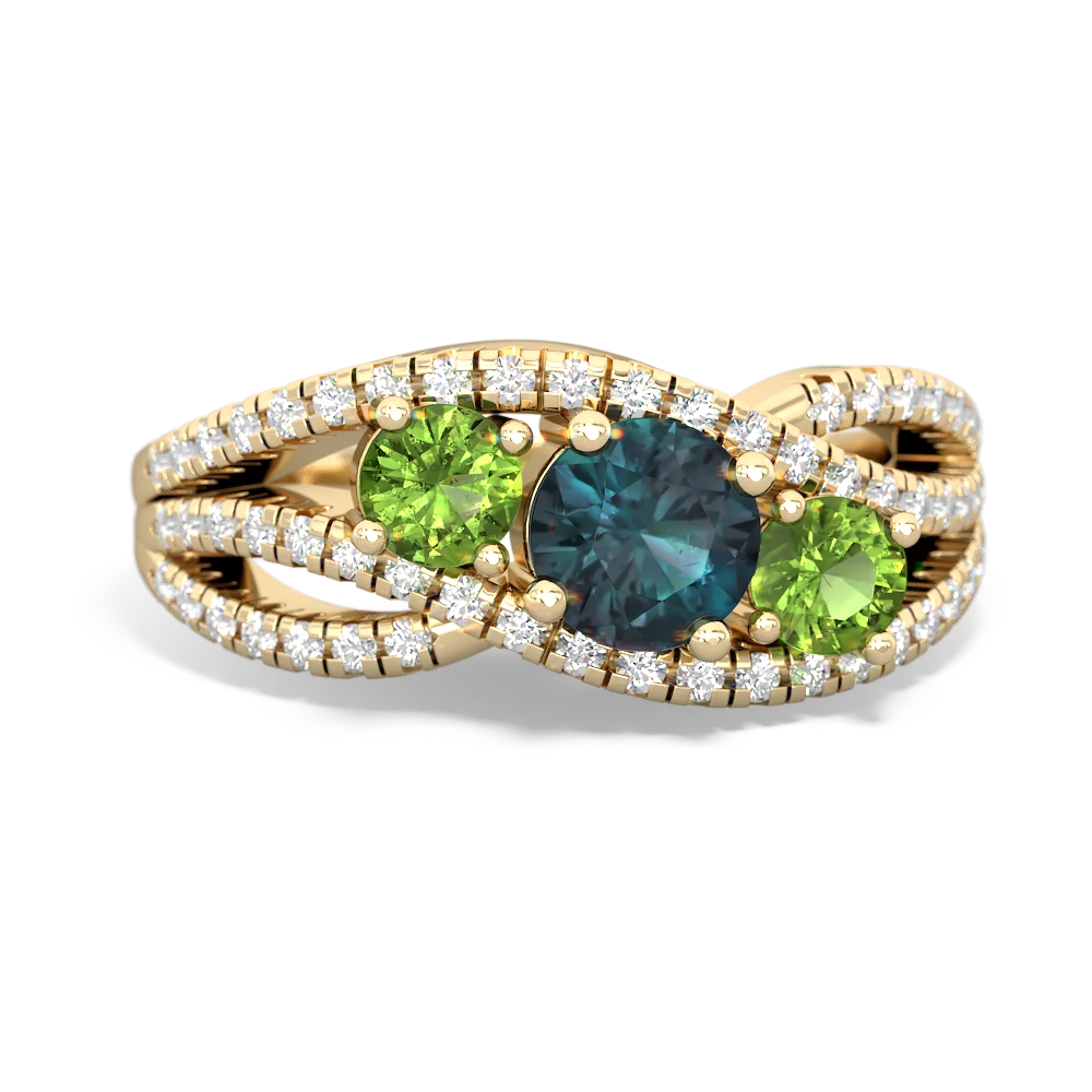 Alexandrite Three Stone Aurora 14K Yellow Gold ring R3080