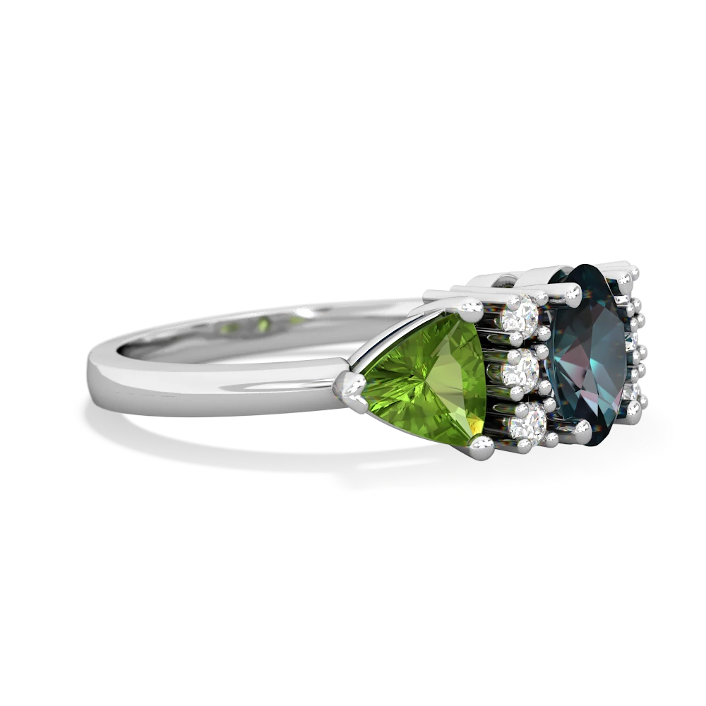 Alexandrite Antique Style Three Stone 14K White Gold ring R2186