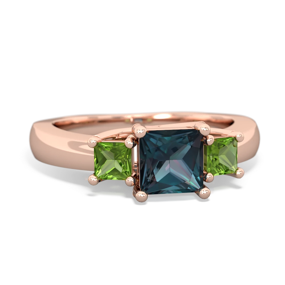 Alexandrite Three Stone Trellis 14K Rose Gold ring R4015