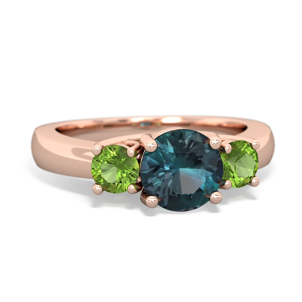 Alexandrite Three Stone Round Trellis 14K Rose Gold ring R4018