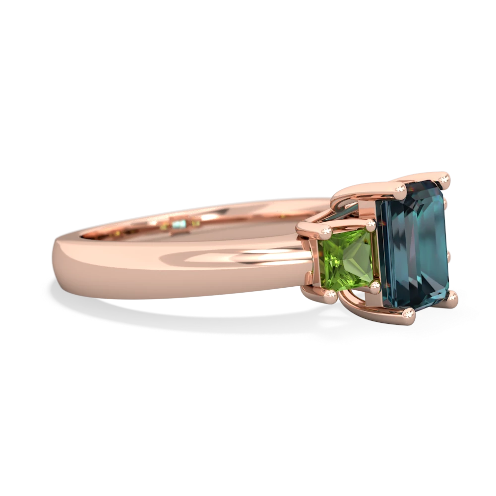 Alexandrite Three Stone Emerald-Cut Trellis 14K Rose Gold ring R4021