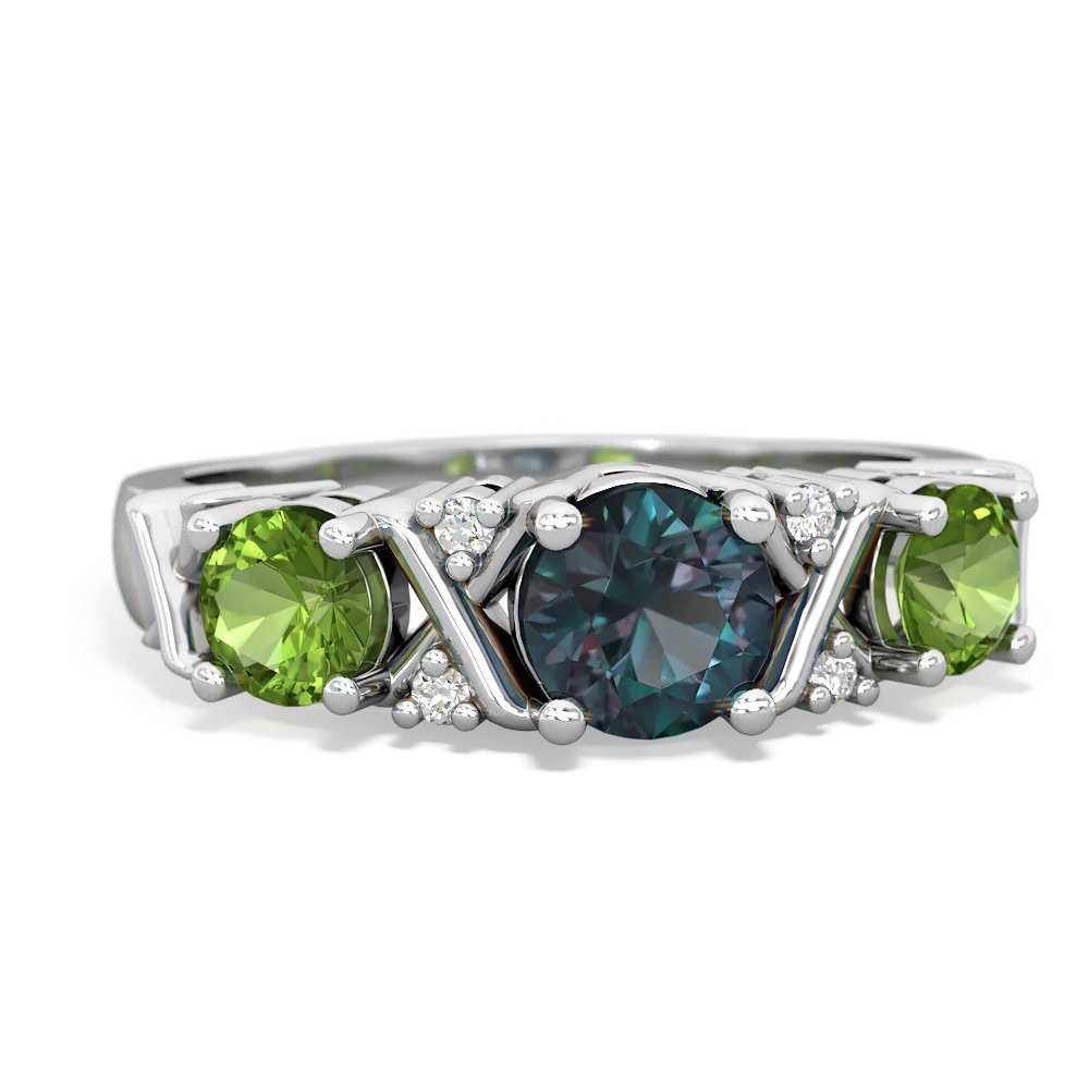 Alexandrite Hugs And Kisses 14K White Gold ring R5016