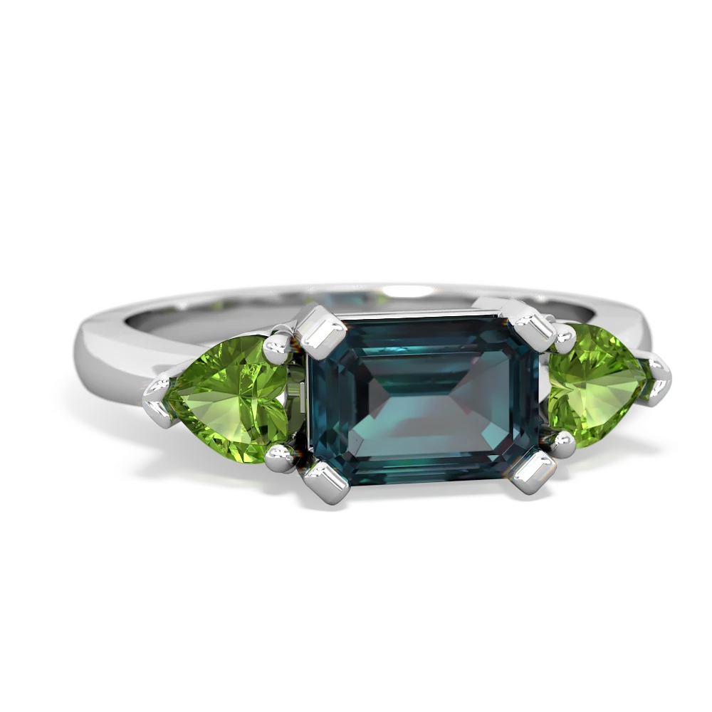 Alexandrite Three Stone 14K White Gold ring R5235