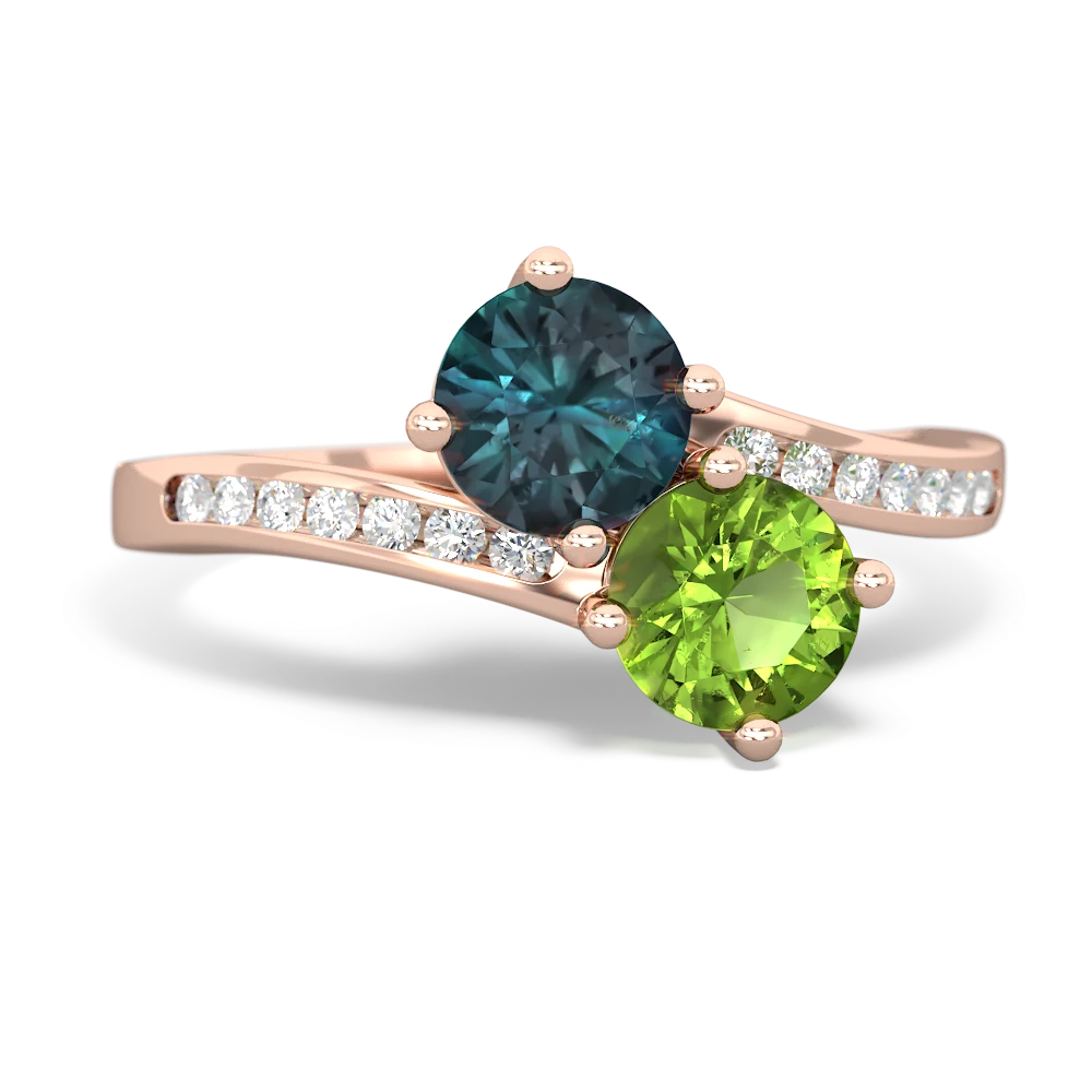 Alexandrite Channel Set Two Stone 14K Rose Gold ring R5303