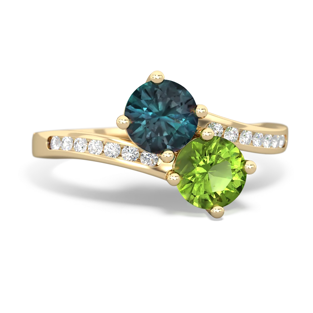 Alexandrite Channel Set Two Stone 14K Yellow Gold ring R5303