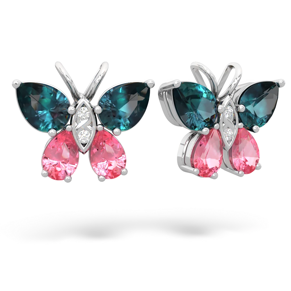 Alexandrite Butterfly 14K White Gold earrings E2215