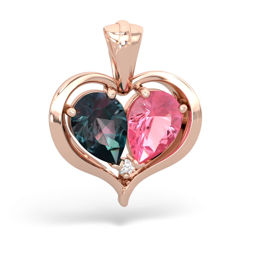 Alexandrite Two Become One 14K Rose Gold pendant P5330