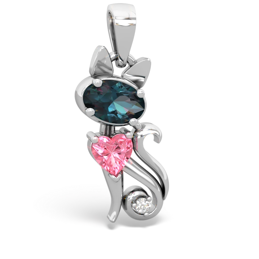 Alexandrite Kitten 14K White Gold pendant P5780