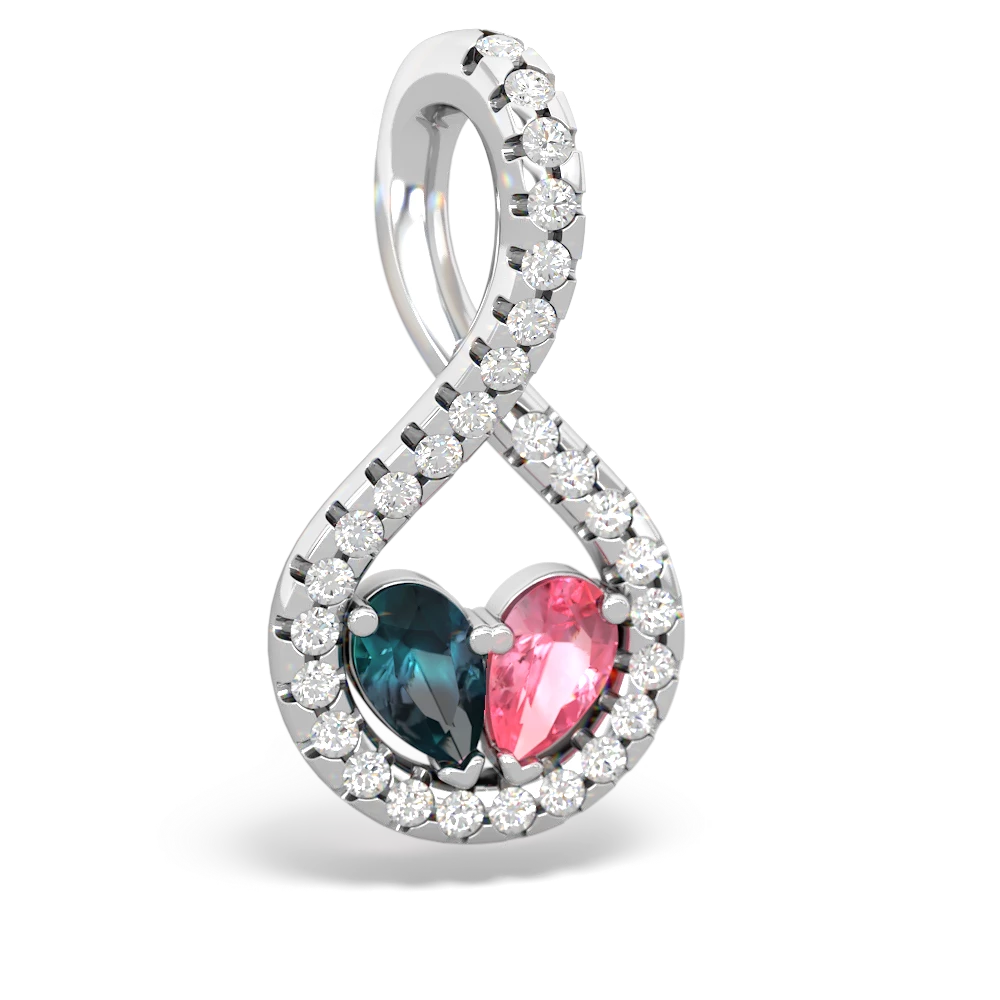 Alexandrite Pave Twist 'One Heart' 14K White Gold pendant P5360