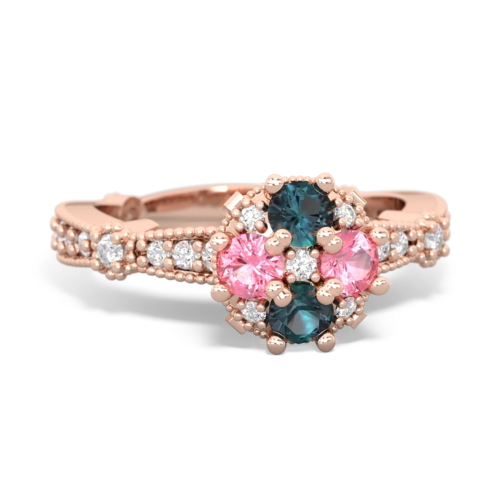 Alexandrite Sparkling Tiara Cluster 14K Rose Gold ring R26293RD