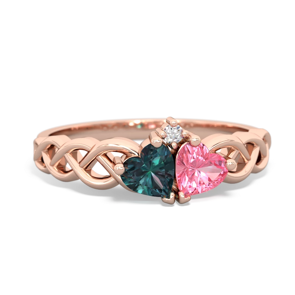 Alexandrite Heart To Heart Braid 14K Rose Gold ring R5870