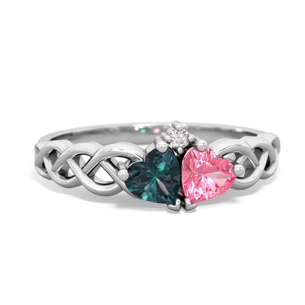 Alexandrite Heart To Heart Braid 14K White Gold ring R5870