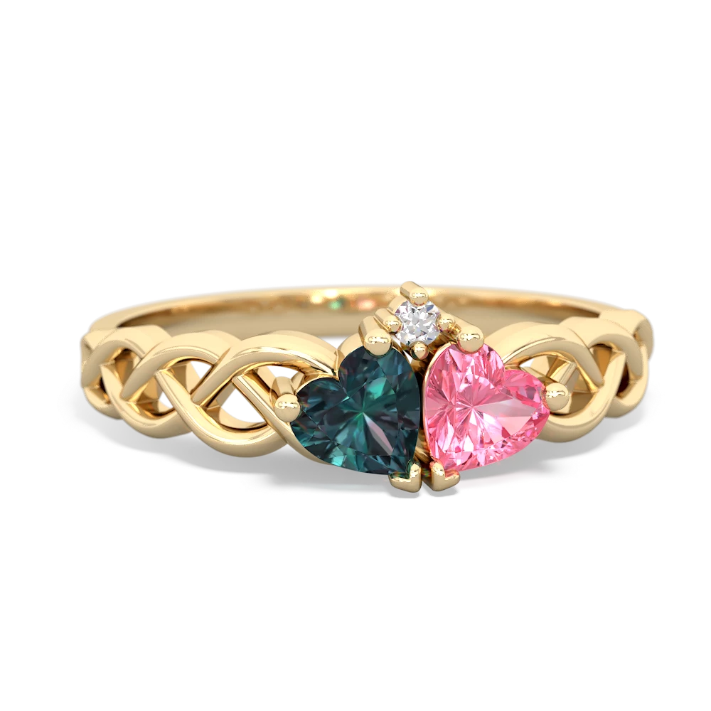 Alexandrite Heart To Heart Braid 14K Yellow Gold ring R5870