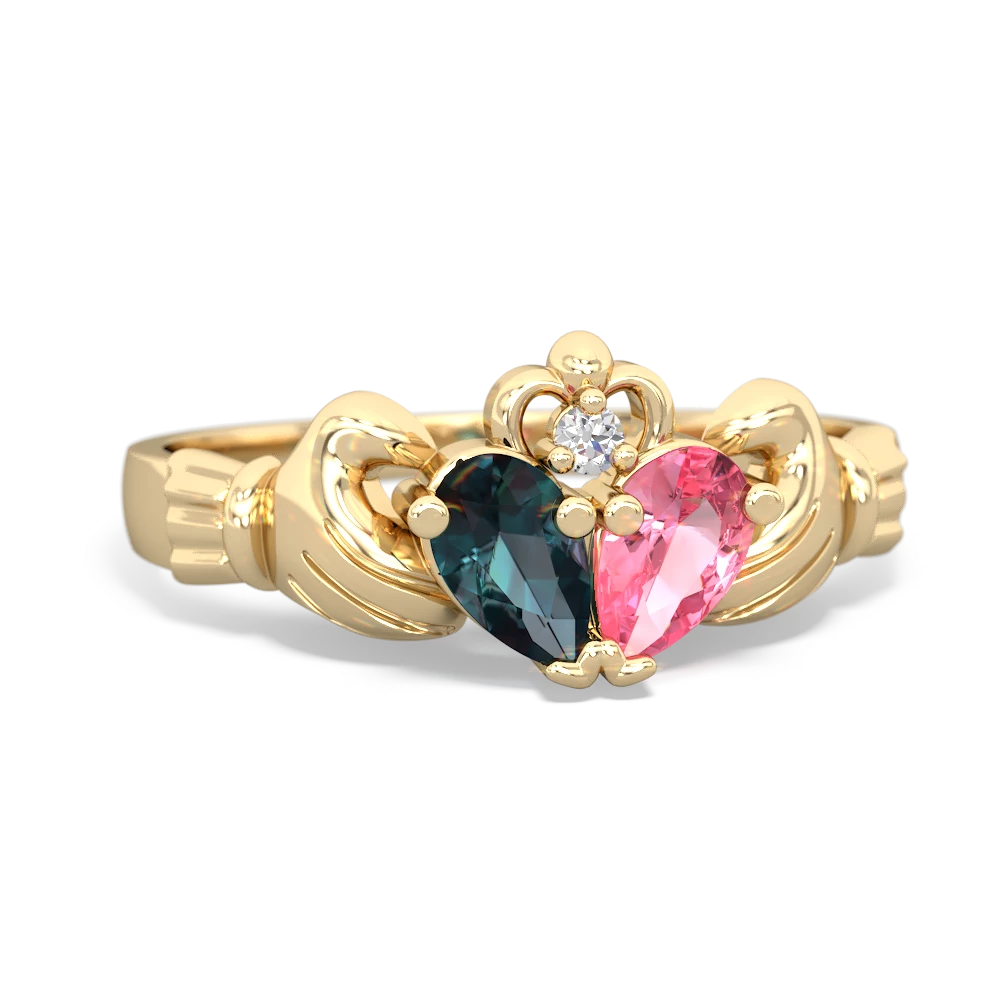 Alexandrite 'Our Heart' Claddagh 14K Yellow Gold ring R2388