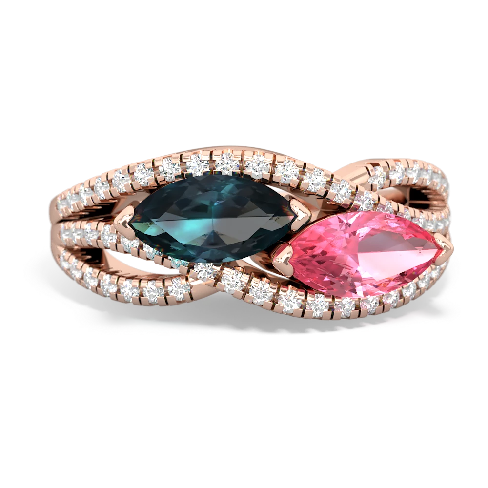 Alexandrite Diamond Rivers 14K Rose Gold ring R3070