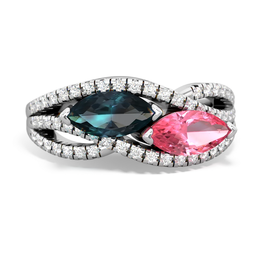 Alexandrite Diamond Rivers 14K White Gold ring R3070