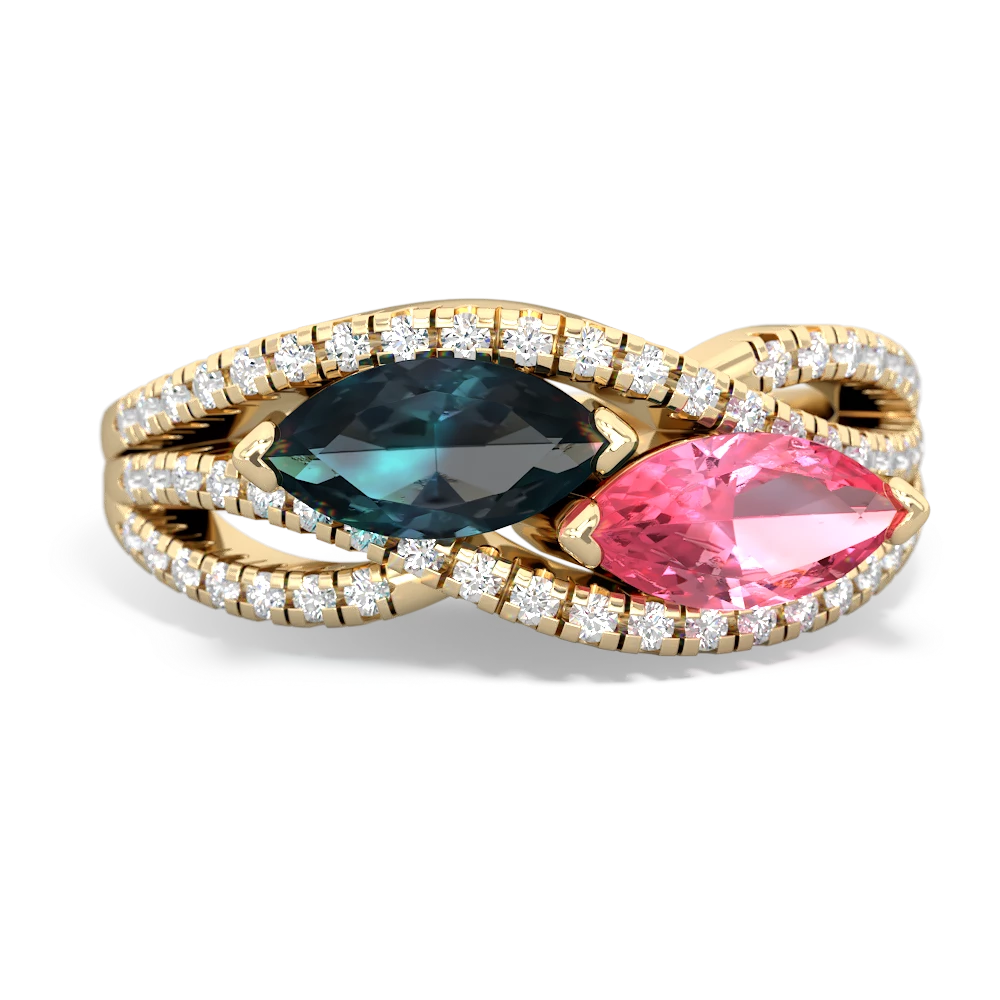 Alexandrite Diamond Rivers 14K Yellow Gold ring R3070