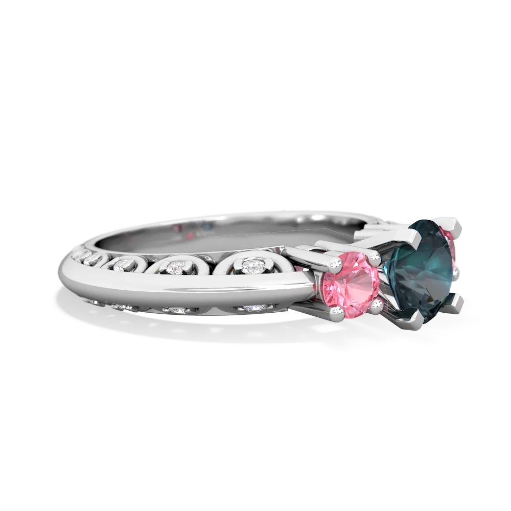 Alexandrite Art Deco Eternal Embrace Engagement 14K White Gold ring C2003