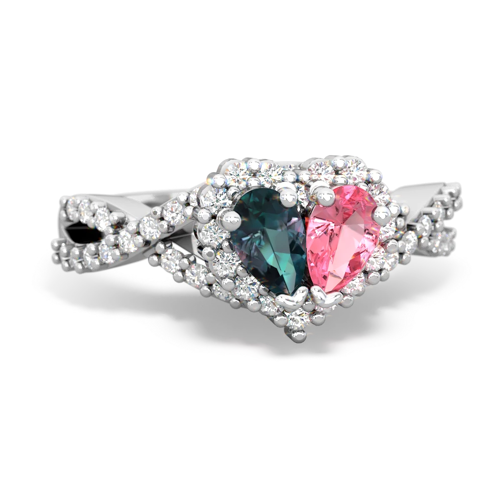 Alexandrite Diamond Twist 'One Heart' 14K White Gold ring R2640HRT