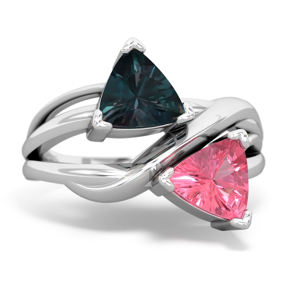 Alexandrite Split Band Swirl 14K White Gold ring R2341