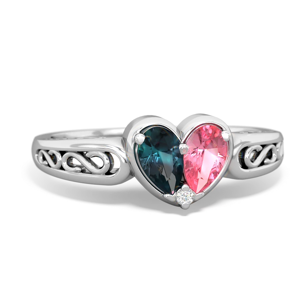 Alexandrite Filligree 'One Heart' 14K White Gold ring R5070