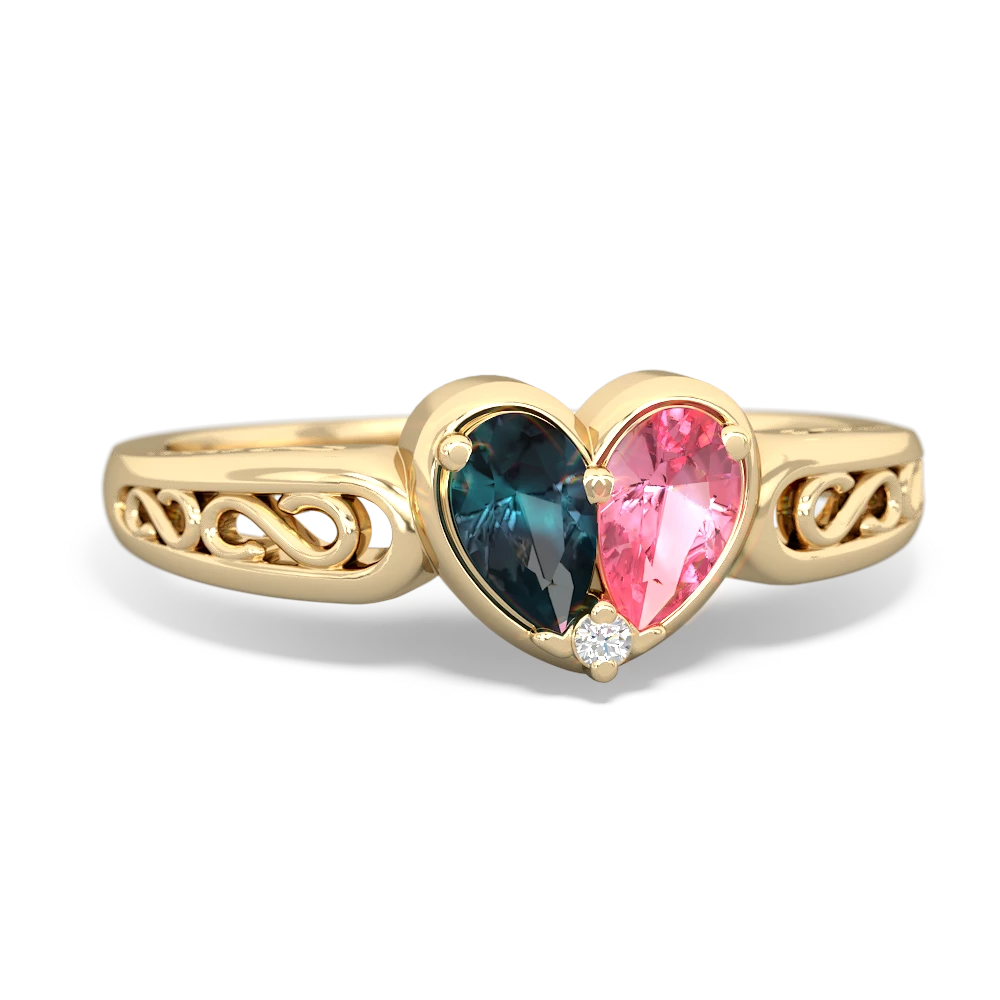 Alexandrite Filligree 'One Heart' 14K Yellow Gold ring R5070