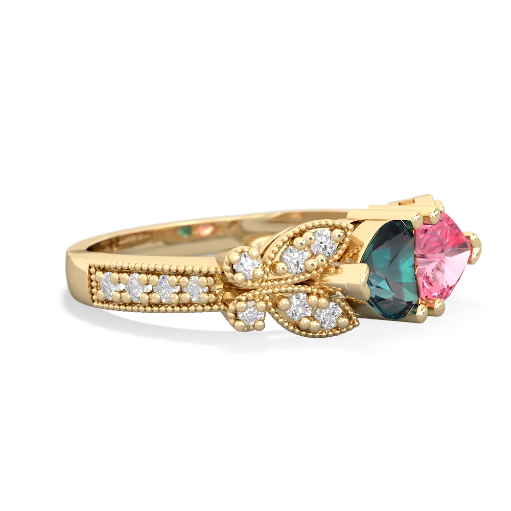 Alexandrite Diamond Butterflies 14K Yellow Gold ring R5601
