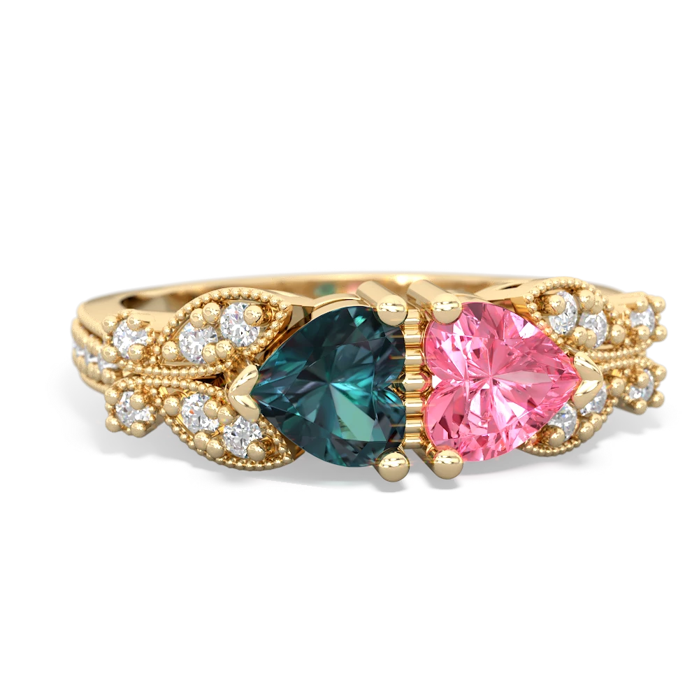 Alexandrite Diamond Butterflies 14K Yellow Gold ring R5601