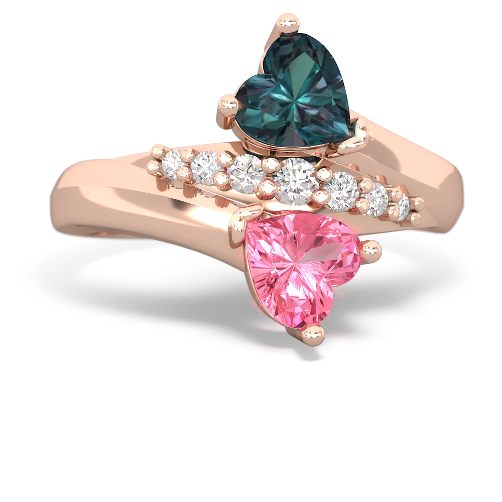 Alexandrite Heart To Heart 14K Rose Gold ring R2064