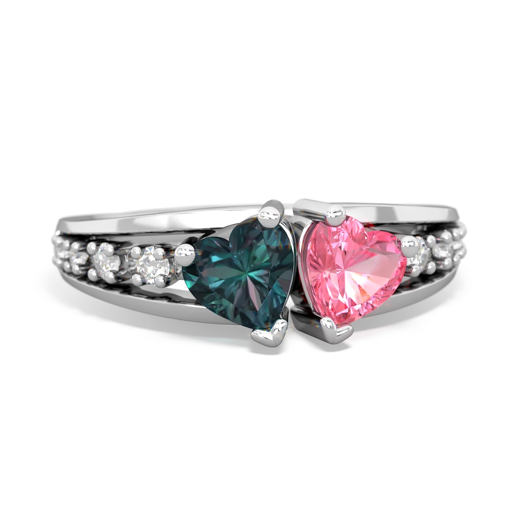 Alexandrite Heart To Heart 14K White Gold ring R3342