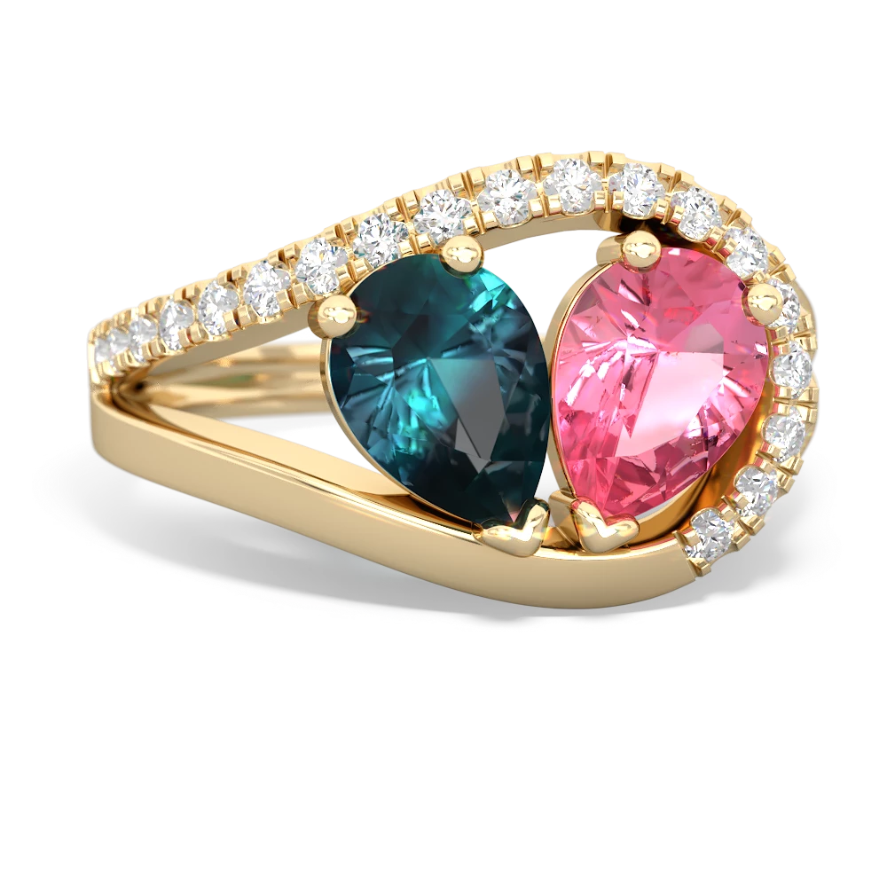 Alexandrite Nestled Heart Keepsake 14K Yellow Gold ring R5650