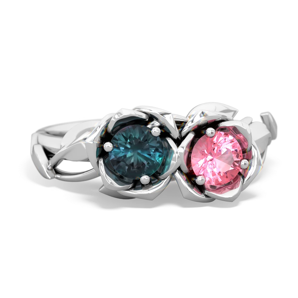 Alexandrite Rose Garden 14K White Gold ring R5510