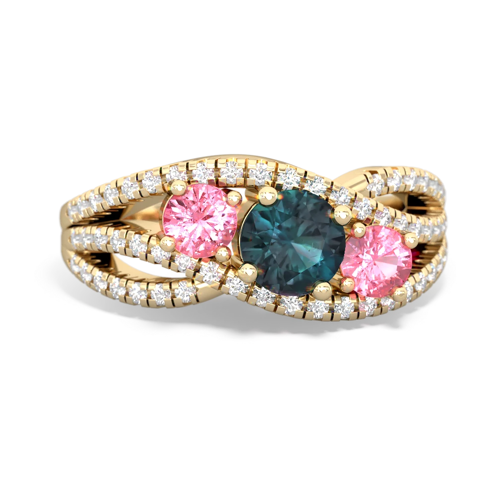 Alexandrite Three Stone Aurora 14K Yellow Gold ring R3080