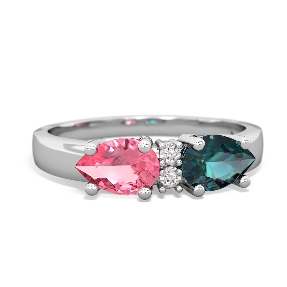 Alexandrite Pear Bowtie 14K White Gold ring R0865