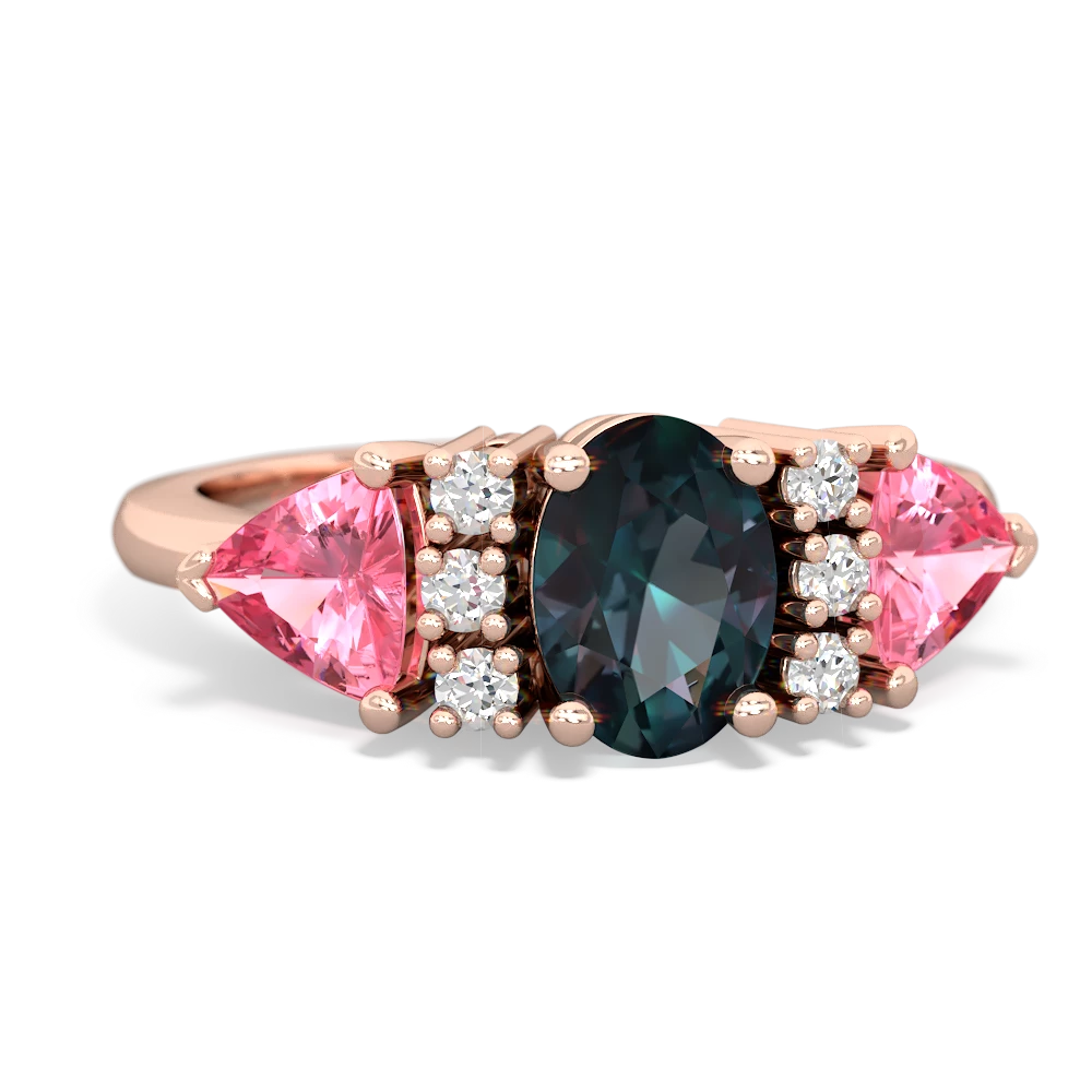 Alexandrite Antique Style Three Stone 14K Rose Gold ring R2186