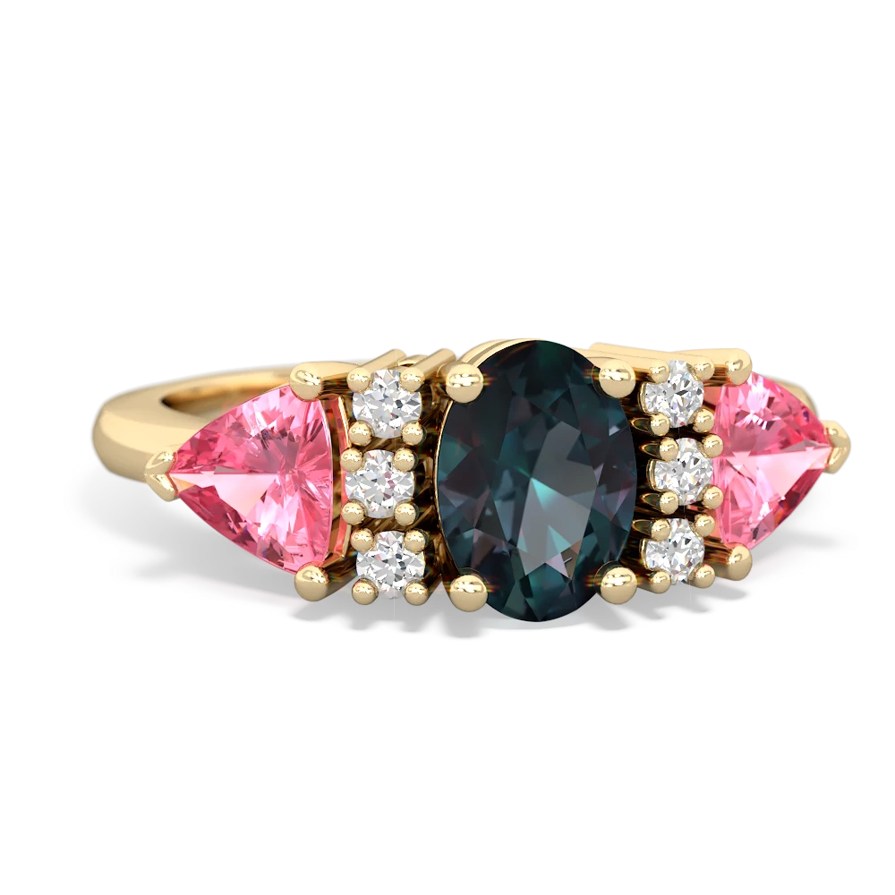 Alexandrite Antique Style Three Stone 14K Yellow Gold ring R2186