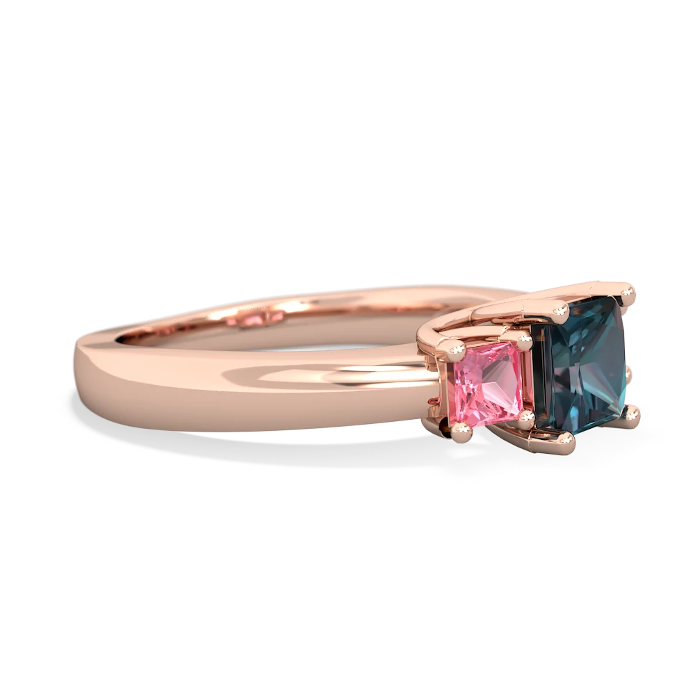 Alexandrite Three Stone Trellis 14K Rose Gold ring R4015