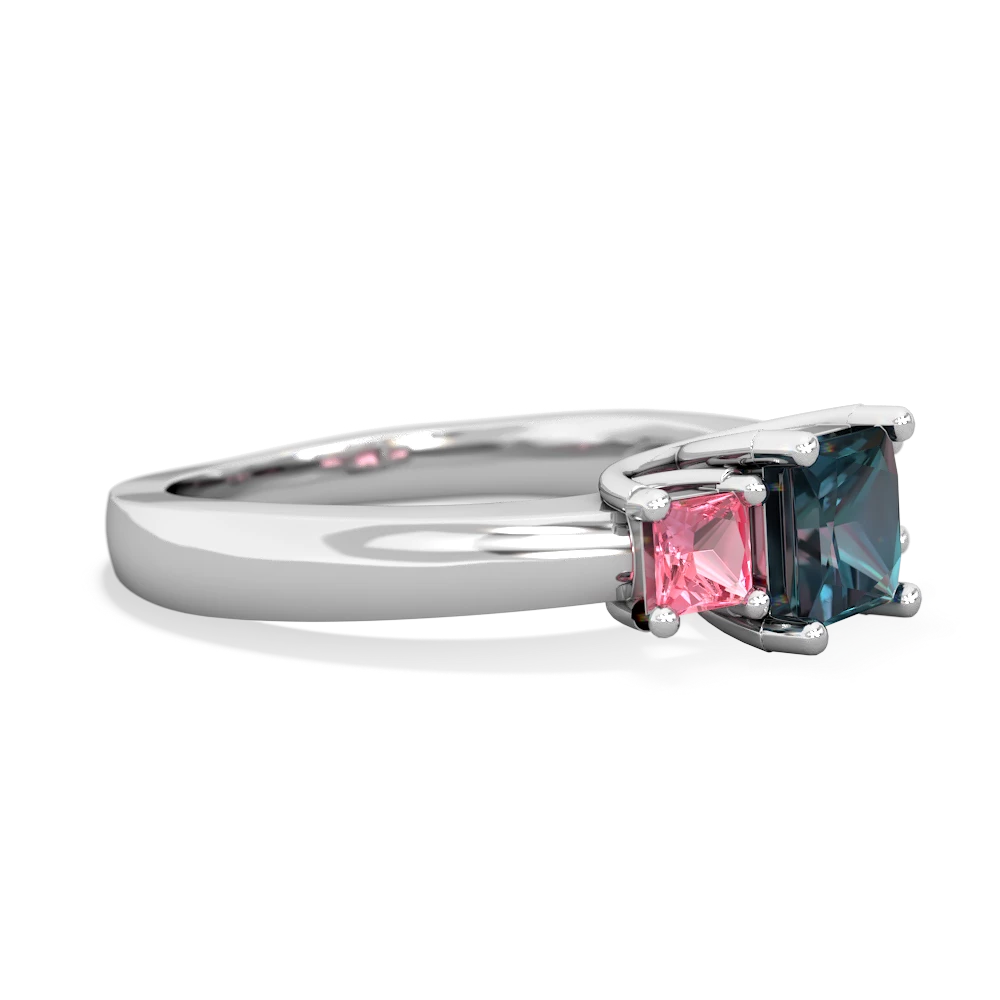 Alexandrite Three Stone Trellis 14K White Gold ring R4015