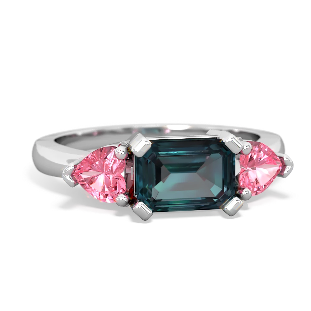 Alexandrite Three Stone 14K White Gold ring R5235