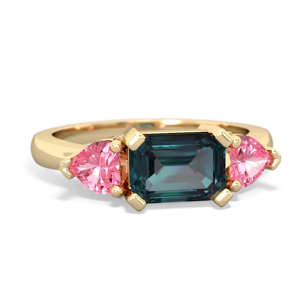 Alexandrite Three Stone 14K Yellow Gold ring R5235