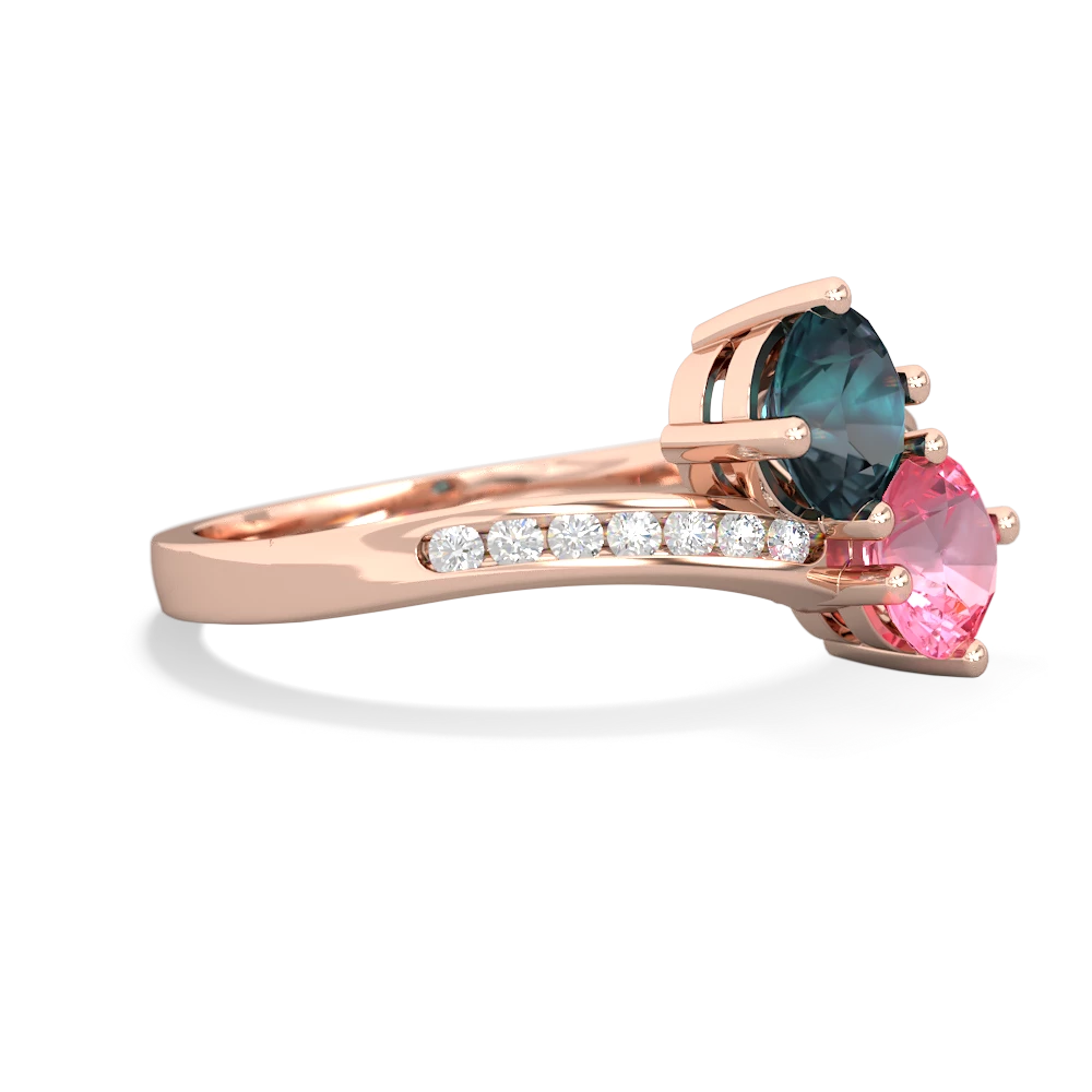 Alexandrite Channel Set Two Stone 14K Rose Gold ring R5303