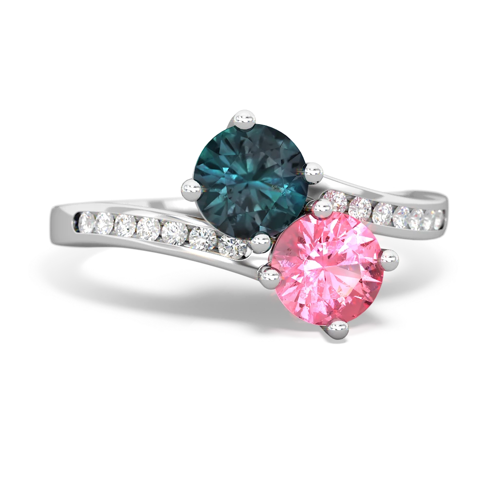 Alexandrite Channel Set Two Stone 14K White Gold ring R5303