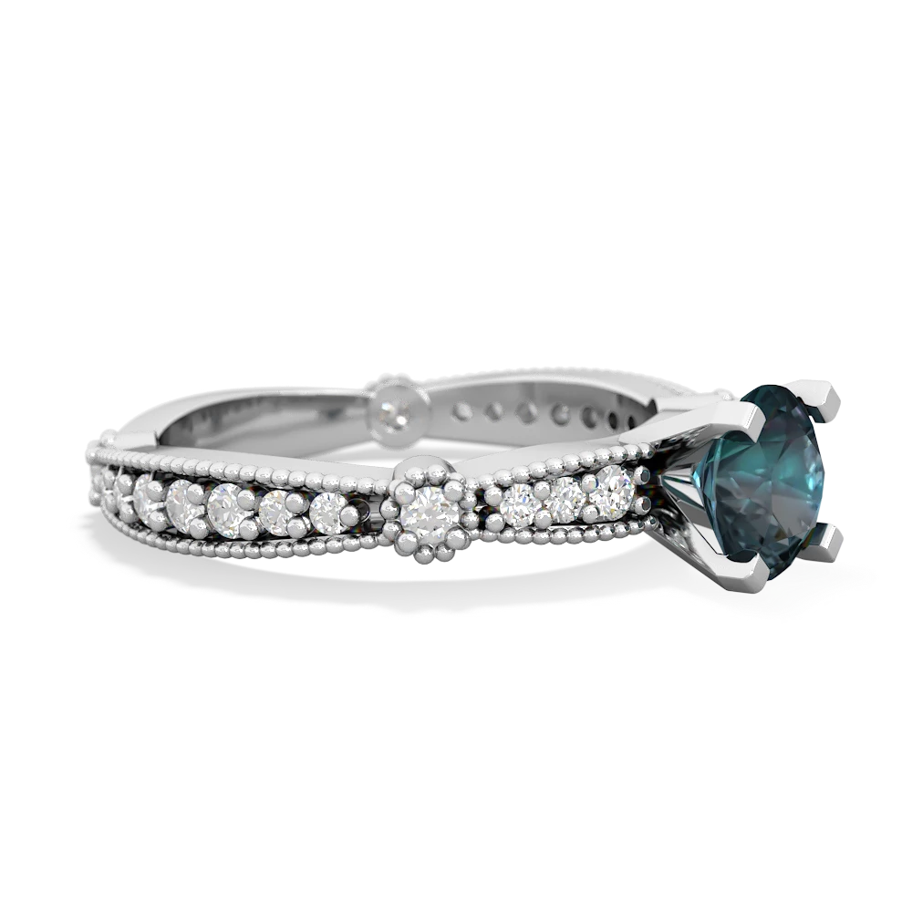 Alexandrite Sparkling Tiara 6Mm Round 14K White Gold ring R26296RD